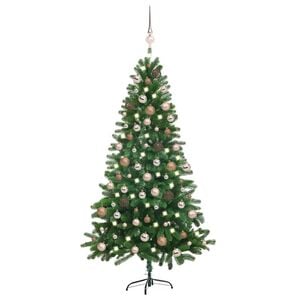 vidaXL &Aacute;rvore Natal artificial pr&eacute;-iluminada c/ bolas 150 cm verde