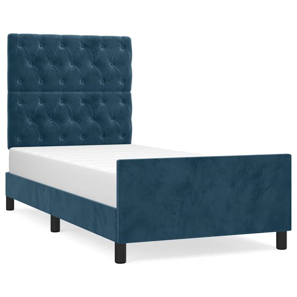 vidaXL Estrutura de cama sem colch&atilde;o 80x200 cm veludo azul-escuro