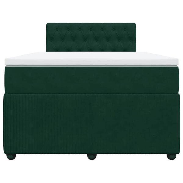 vidaXL Cama boxspring com colch&atilde;o 120x190 cm veludo verde-escuro