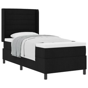 vidaXL Cama Box com colch&atilde;o com cabeceira Preto 100 x 200 cm tecido