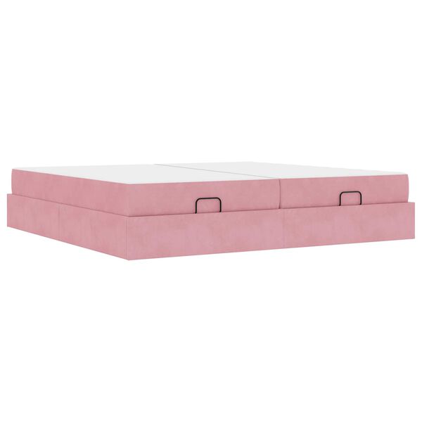 vidaXL Estrutura de cama com colch&atilde;o com colch&atilde;o 2 pcs Rosa Veludo