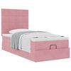 vidaXL Estrutura de cama otomana com colch&otilde;es 80x200 cm veludo rosa