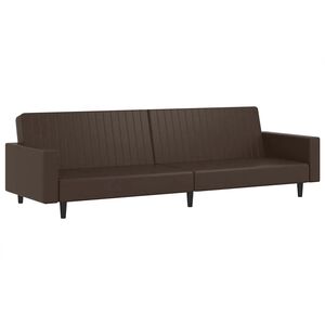 vidaXL Sof&aacute;-cama de 2 lugares couro artificial castanho