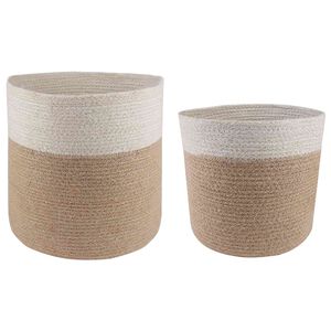 vidaXL Conjunto de Vasos de Planta 2 unid. Natural e Branco
