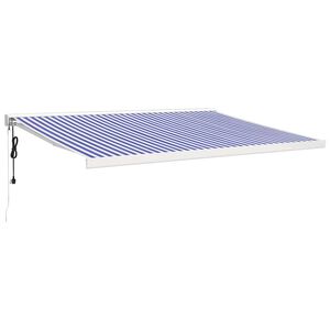 vidaXL Toldo retr&aacute;til 4x3 m tecido e alum&iacute;nio azul e branco