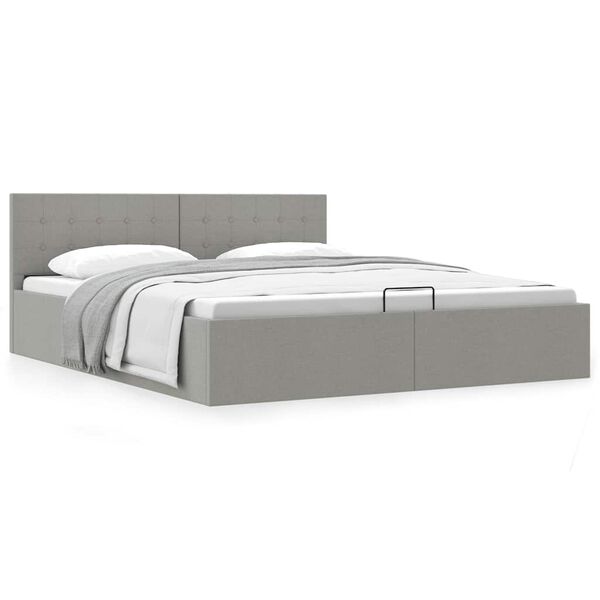 vidaXL Estrutura de cama hidr&aacute;ulica 180x200 cm tecido cinzento-claro