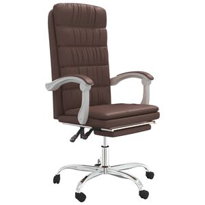vidaXL Cadeira de escrit&oacute;rio reclin&aacute;vel couro artificial castanho