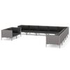vidaXL 11 pcs conj. lounge jardim c/ almofad&otilde;es vime PE cinza-escuro