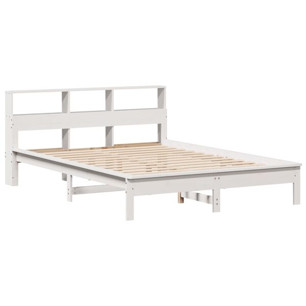 vidaXL Cama sem colch&atilde;o 140x190 cm madeira de pinho maci&ccedil;a branco