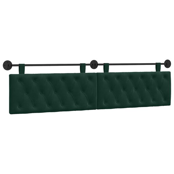 vidaXL Cabeceira Suspensa Verde Escuro 210 x 55 x 7 cm Veludo