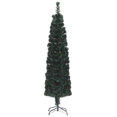 vidaXL Árvore de Natal artificial fina c/ suporte 210 cm fibra ótica