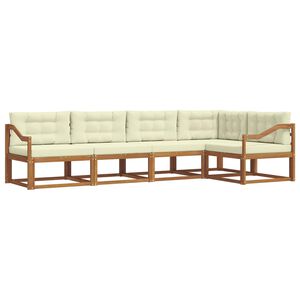 vidaXL Conjunto de Sof&aacute;s para Exterior 5 pcs Natural e Creme