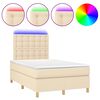 vidaXL Cama box spring c/ colch&atilde;o e LED 120x190 cm tecido cor creme