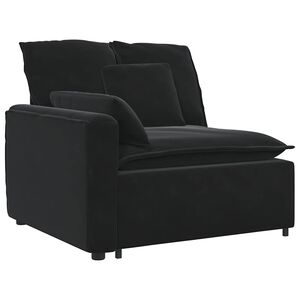 vidaXL M&oacute;dulo de extremidade de apoio de bra&ccedil;o para sof&aacute; modular com almofadas, preto, 100 cm