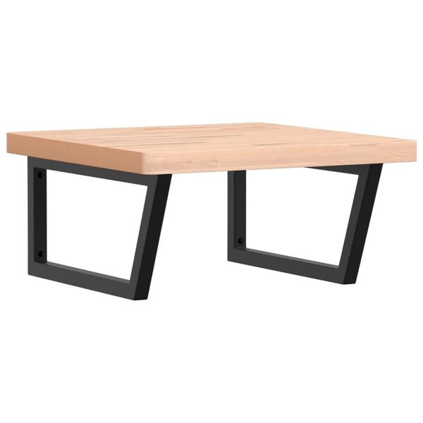 vidaXL Prateleira de parede p/ lavat&oacute;rio a&ccedil;o/madeira de faia maci&ccedil;a