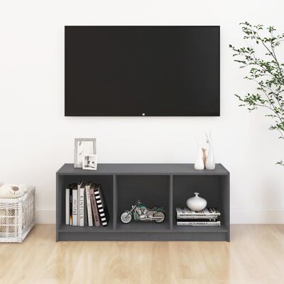 vidaXL Móvel de TV 104x33x41 cm madeira de pinho maciça cinzento