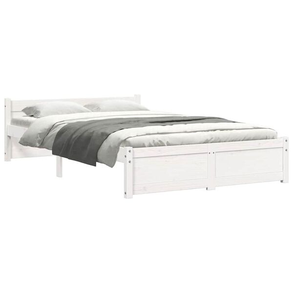 vidaXL Estrutura cama pequena casal 120x190 cm pinho maciço branco