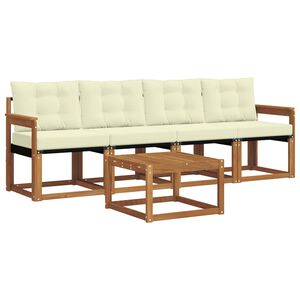 vidaXL Conjunto de Sof&aacute;s para Exterior 5 unid. Natural e Creme