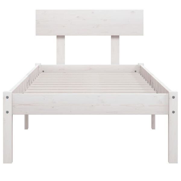 vidaXL Estrutura de cama solteiro 90x190 cm pinho maci&ccedil;o branco