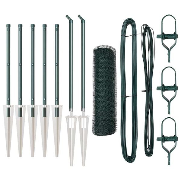 vidaXL Poste de Cerca Verde 10 x 0,8 m (malha de 13 mm) A&ccedil;o e PVC