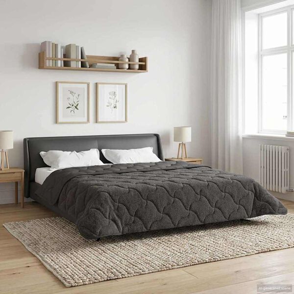 vidaXL Duvet de Ano Inteiro Colchonete Antracite 200 x 200 cm