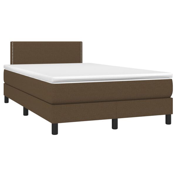 vidaXL Cama box spring c/ colch&atilde;o/LED 120x200cm tecido castanho-escuro