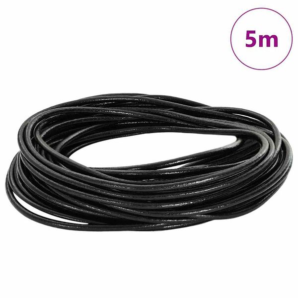 vidaXL Corda de Couro Preto &Oslash;3 mm x 5 m Couro