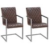 vidaXL Cadeiras de jantar cantilever 2 pcs couro genu&iacute;no castanho