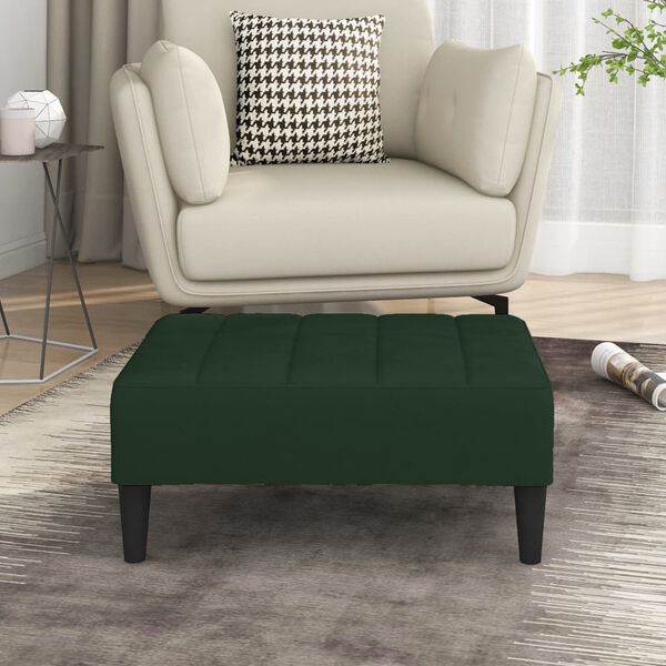 vidaXL Apoio de p&eacute;s 78x56x32 cm veludo verde-escuro
