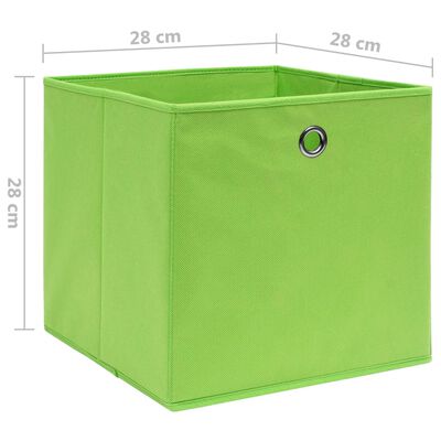 vidaXL Caixas arrumação 10 pcs 28x28x28 cm tecido-não-tecido verde