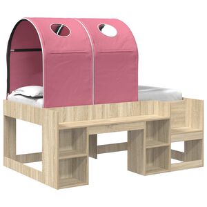 vidaXL Cama com T&uacute;nel com prateleira 3 unid. Carvalho Sonoma e Rosa