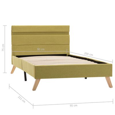 vidaXL Estrutura de cama com LED 90x200 cm tecido verde