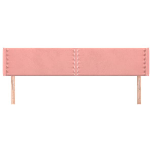 vidaXL Cabeceira de cama c/ abas veludo 183x16x78/88 cm rosa