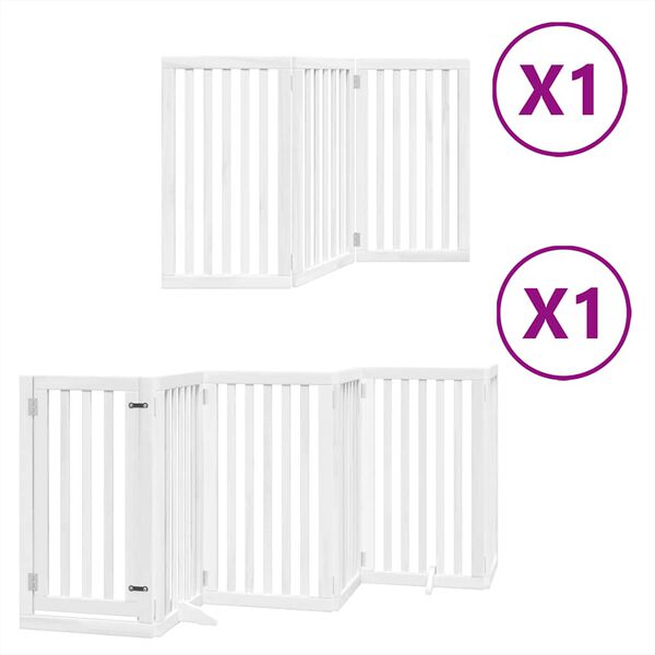 vidaXL Port&atilde;o p/ c&atilde;es com porta dobr&aacute;vel 9 pain&eacute;is 450 cm &aacute;lamo branco