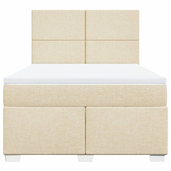 vidaXL Cama com molas/colch&atilde;o 140x190 cm tecido cor creme