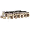 vidaXL 11 pcs conj. jantar jardim c/ almofad&otilde;es vime PE bege misturado