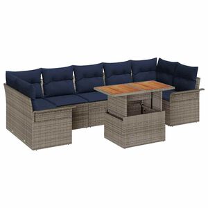 vidaXL Conjunto de Sof&aacute; de Jardim 8 unid. Cinzeto Rattan Sint&eacute;tico