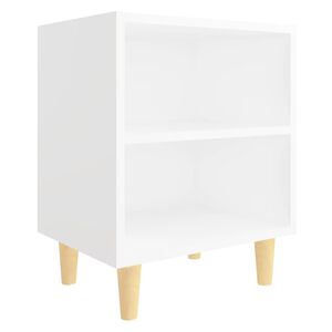 vidaXL Mesa de cabeceira c/ pernas em madeira maci&ccedil;a 40x30x50cm branco