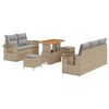 vidaXL Conjunto de Sof&aacute; de Jardim 10 unid. Bege e Cinza Claro vime PE