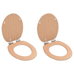vidaXL Assentos sanita 2 pcs c/ tampas fecho suave MDF design bambu