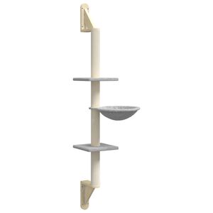 vidaXL &Aacute;rvore parede p/ gatos c/ poste arranhador 142,5 cm cinza-claro
