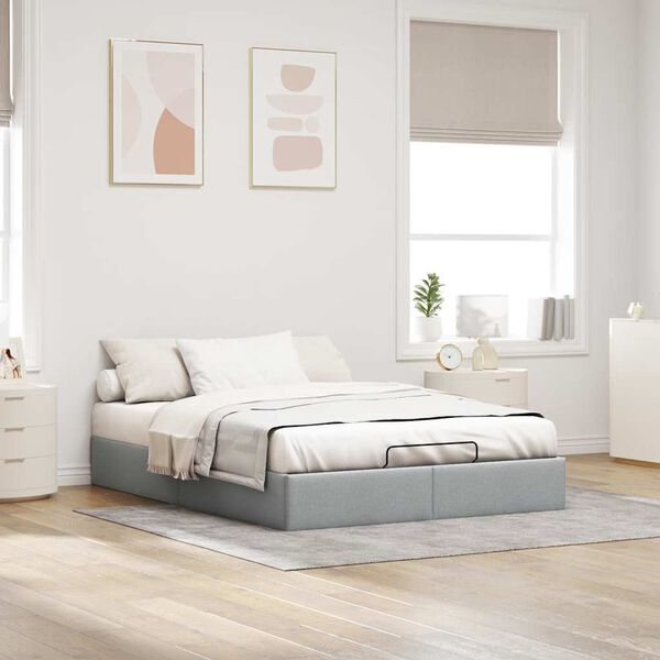 vidaXL Estrutura de cama otomana sem colchão 140x200 cm cinzento-claro