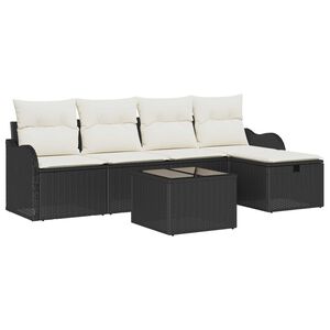 vidaXL Conjunto de Sof&aacute; de Jardim 6 pcs Preto Rattan Sint&eacute;tico
