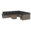 vidaXL 11 pcs conjunto sof&aacute;s de jardim c/ almofad&otilde;es vime PE cinzento