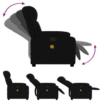 vidaXL Poltrona de massagens reclinável tecido preto