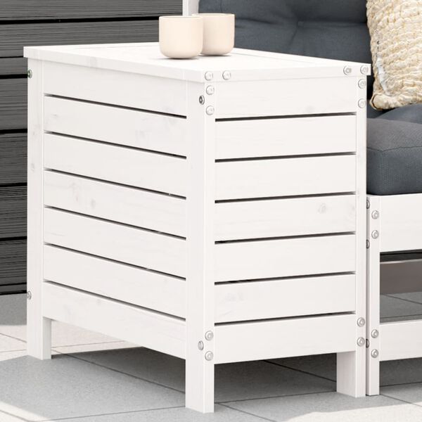 vidaXL Apoio de p&eacute;s para jardim 62x31,5x52 cm pinho maci&ccedil;o branco