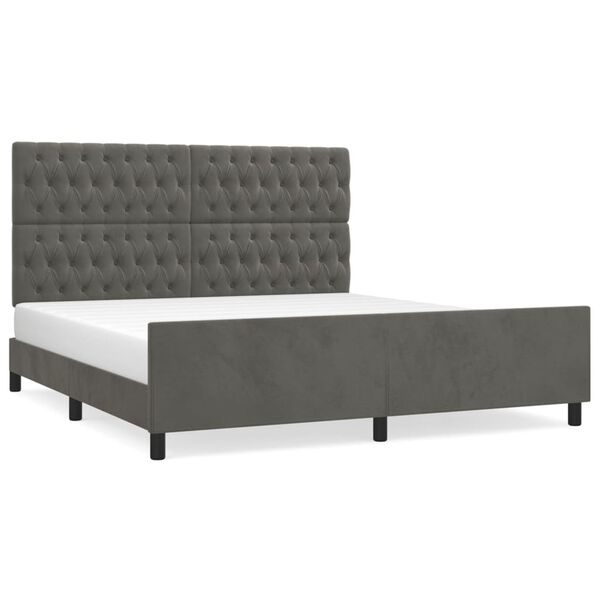 vidaXL Estrutura de cama c/ cabeceira 180x200cm veludo cinzento-escuro