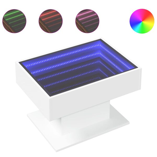 vidaXL Mesa de centro c/ LEDs 70x50x45 cm derivados de madeira branco