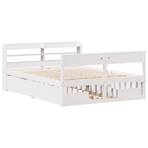 vidaXL Cama sem colch&atilde;o 140x190 cm madeira de pinho maci&ccedil;a branco