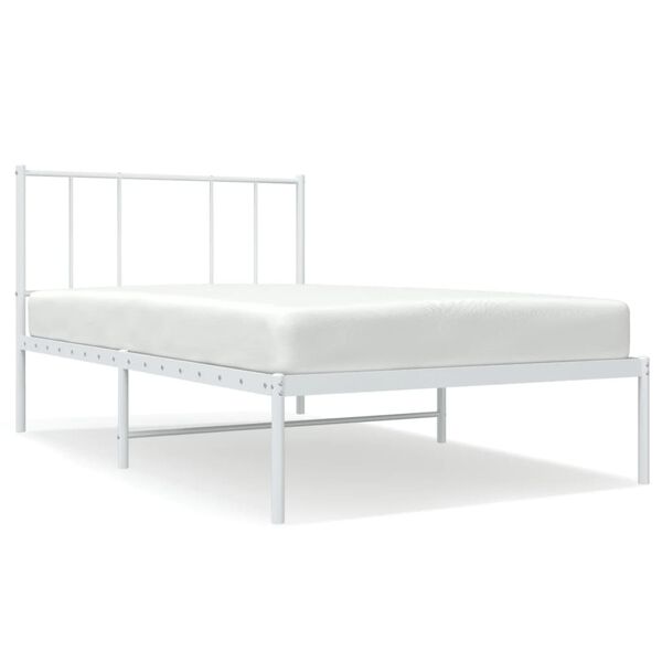vidaXL Estrutura de cama com cabeceira 90x200 cm metal branco